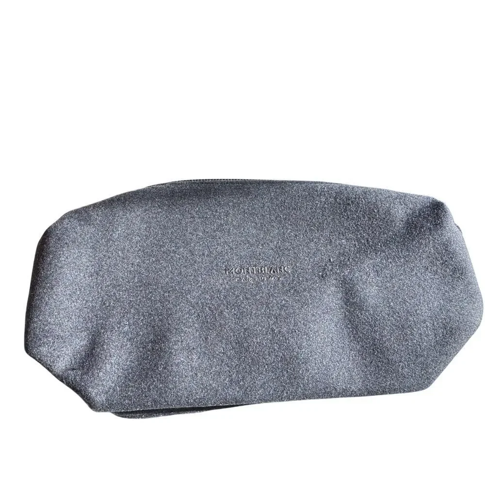 Montblanc Parfums Gray Felt Toiletry Bag Travel Dopp Kit Zippered Pouch